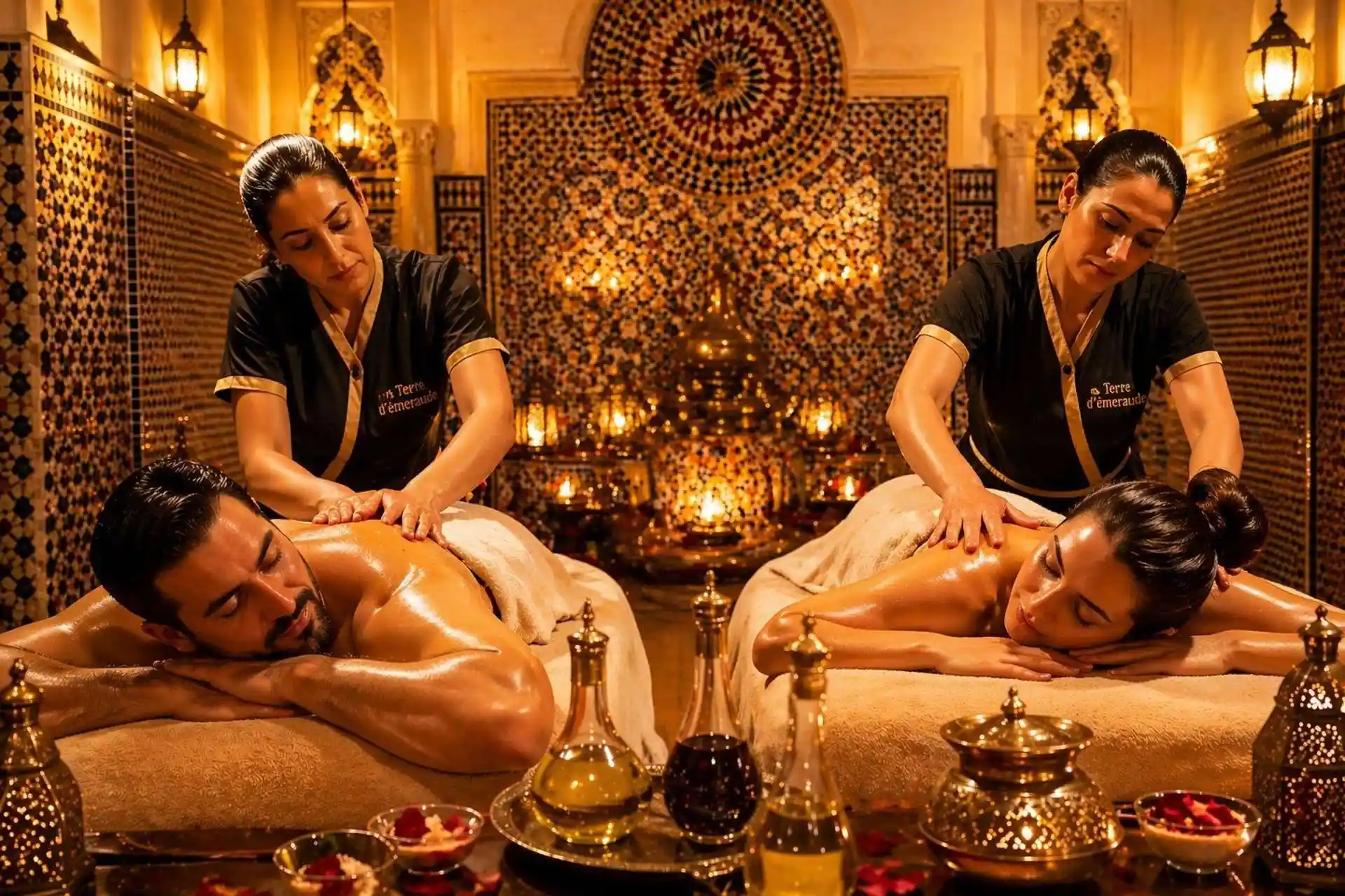 Traditional Moroccan hammam and spa interior
